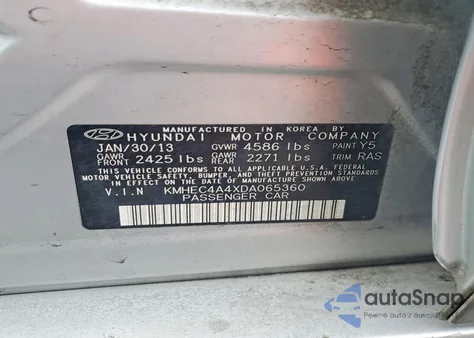 2013 Hyundai Sonata Hybrid z USA, uszkodzony, nr VIN KMHEC4A4XDA065360